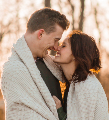 Beautiful Couple posing in fall.